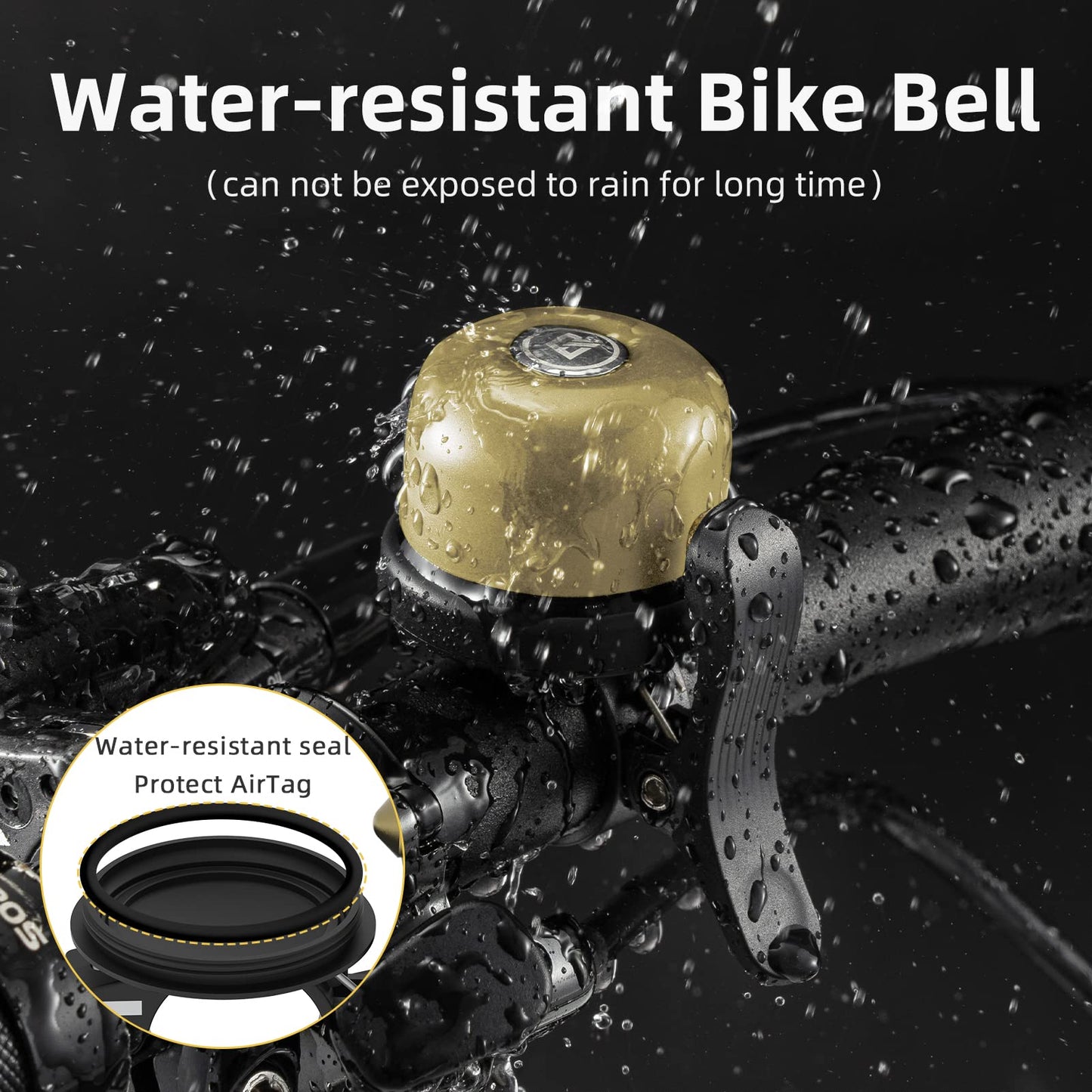 AirTag+AirTag Bike Bell, Anti-Theft Tracker for 0.87"/22.2mm, 1"/25.4mm, Handlebars