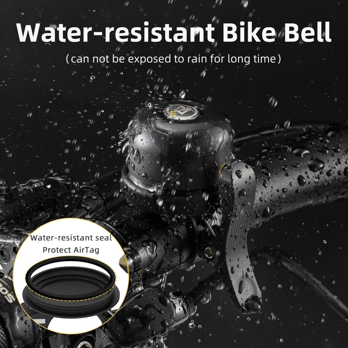 AirTag+AirTag Bike Bell, Anti-Theft Tracker for 0.87"/22.2mm, 1"/25.4mm, Handlebars