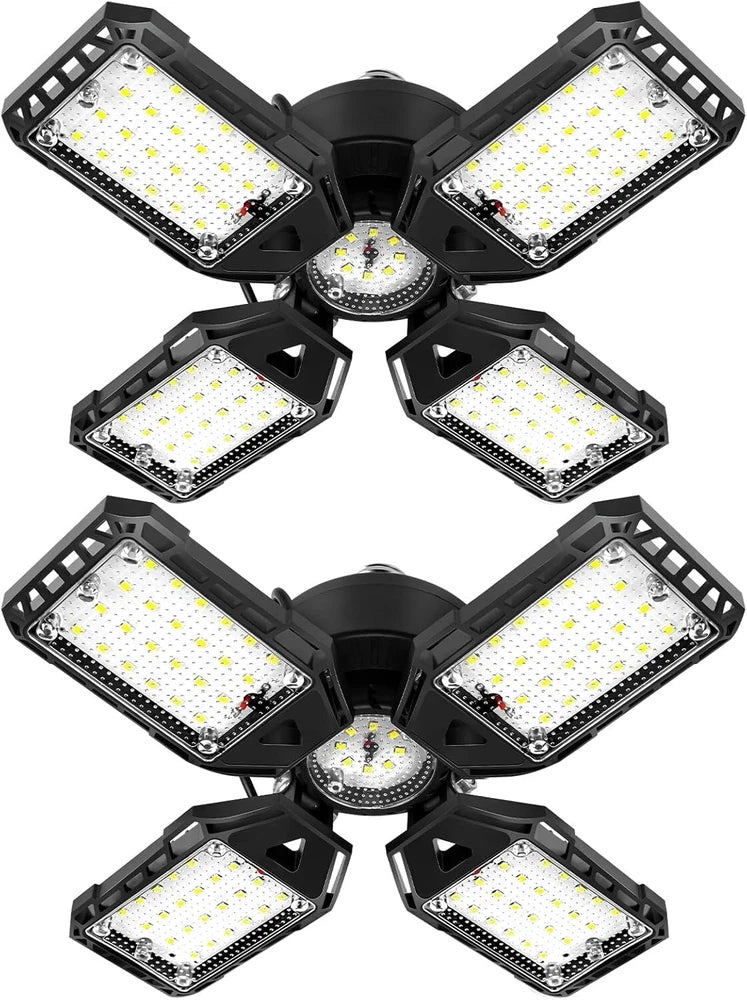2 Pack 12000LM LED Garage Light Bulbs - Adjustable Panels for Optimal Coverage