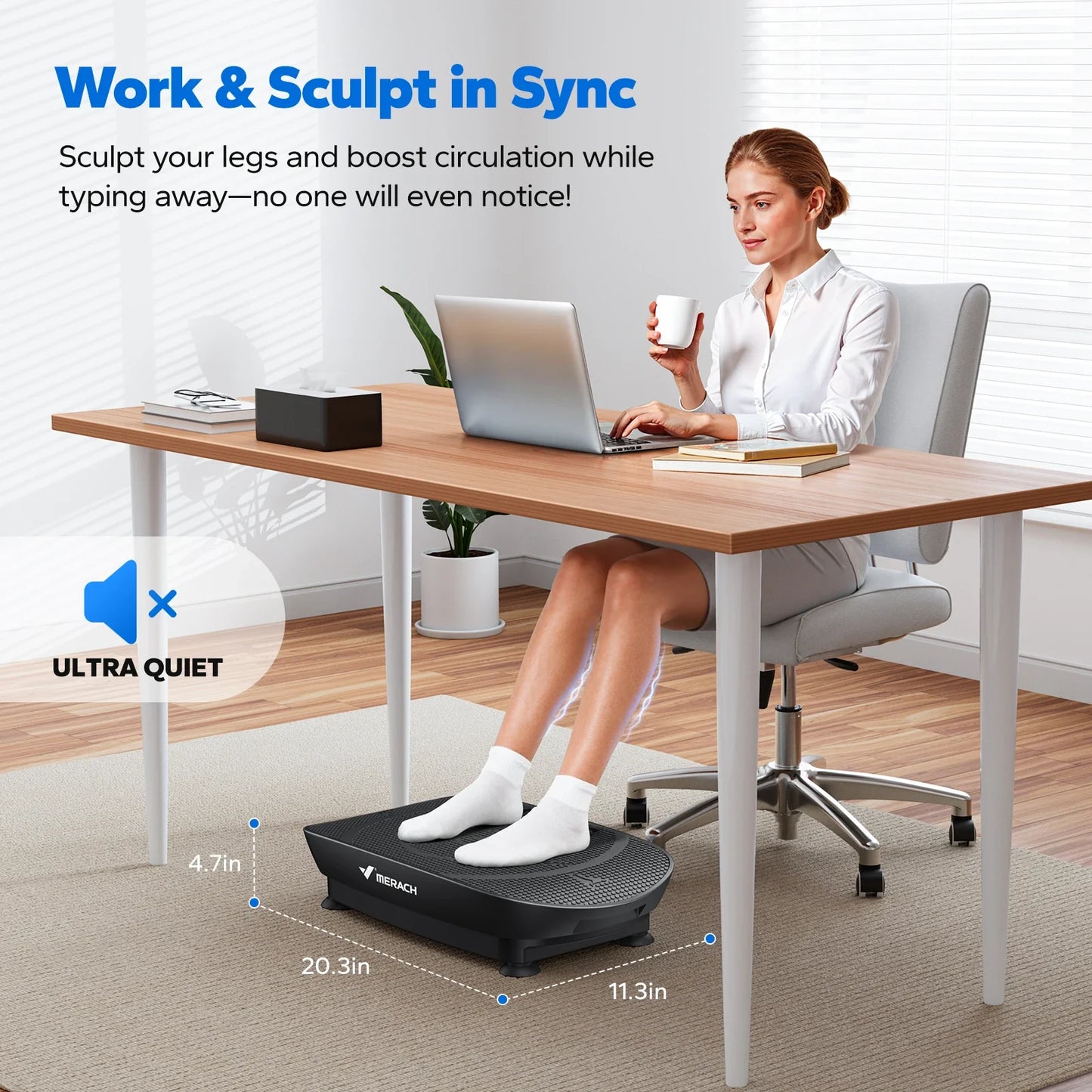 Merach CV30 Curved Portable Slim Vibration Plate for Beginners