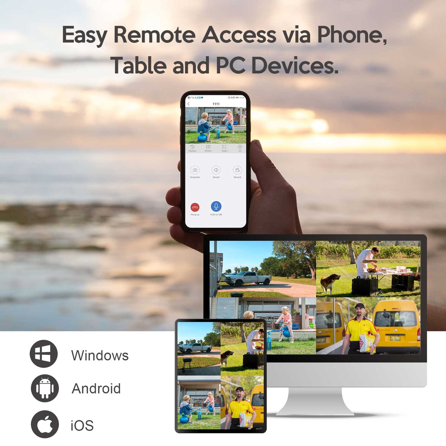 All in One 2K Wireless Security Camera System with 12" HD Monitor & 1TB HDD