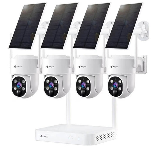 Kittyhok Solar Security Cameras Wireless Outdoor, 360° Pan & Tilt Home Security