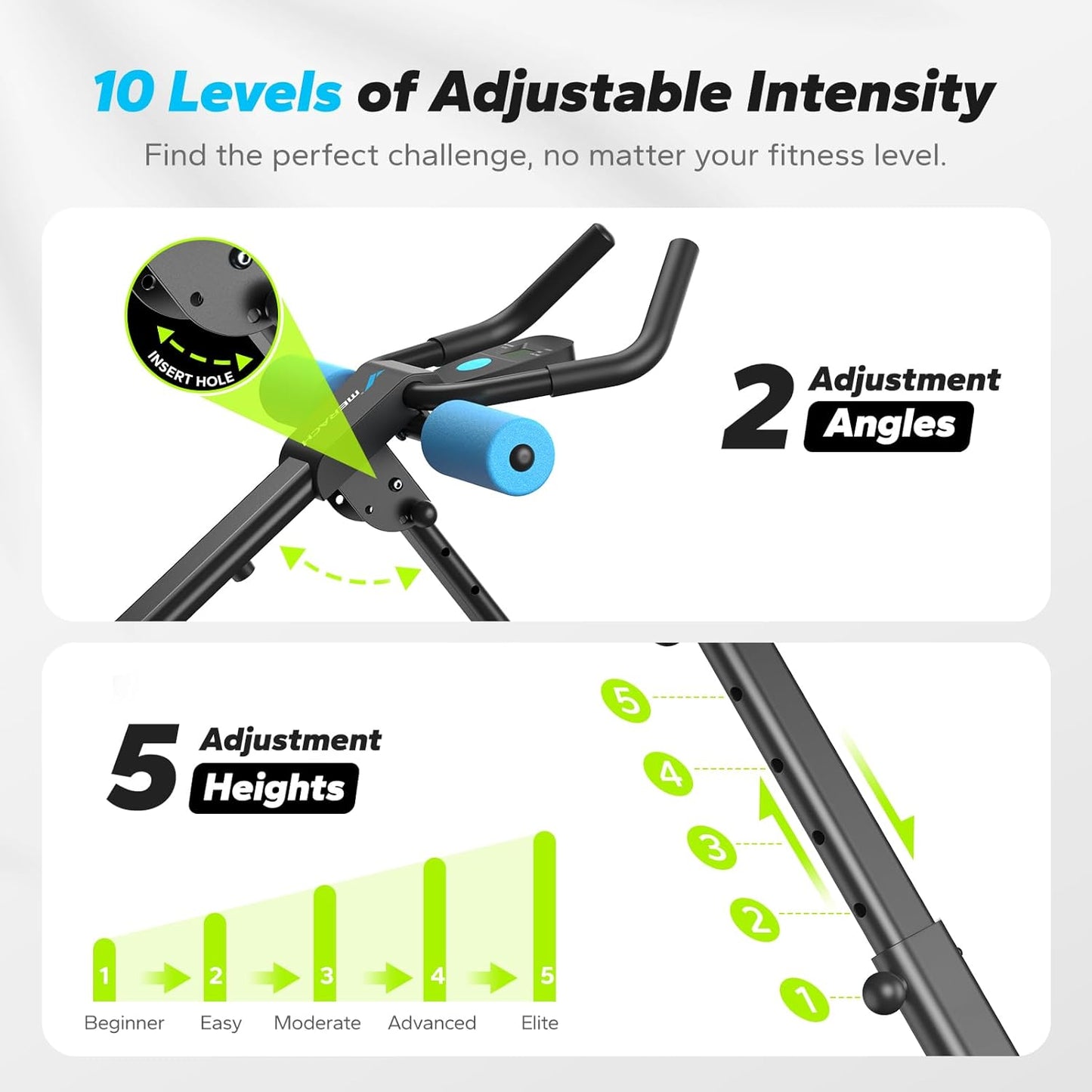 MERACH Ab Machine, Ab Workout Equipment, Adjustable Ab Trainer Machine for Abs Workout at Home Gym, Foldable, Knee Protection, Abdominal Trainer for Stomach Workout