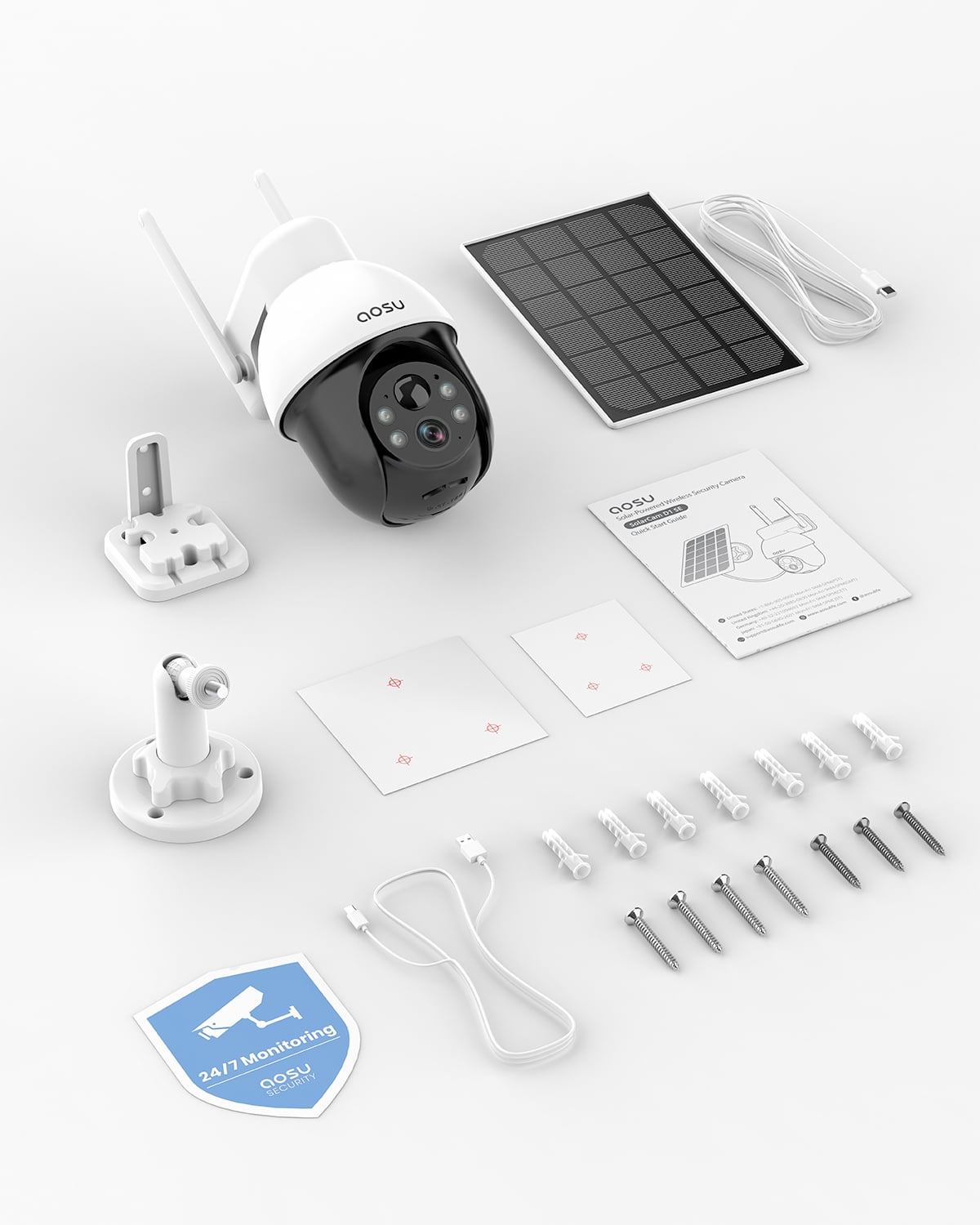 AOSU Solar Security Camera,5MP Wireless Outdoor Cameras,360° Surveillance,Auto Tracking, Human/Vehicle Detection,works with Alexa/Google Assistant