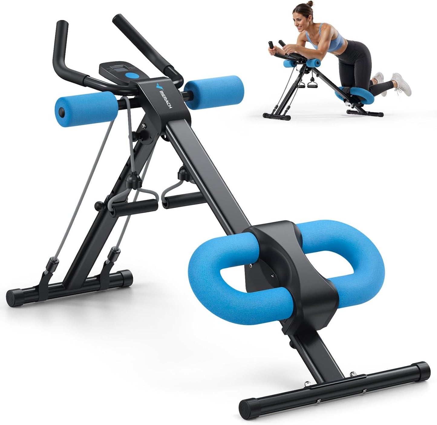 MERACH Ab Machine, Ab Workout Equipment, Adjustable Ab Trainer Machine for Abs Workout at Home Gym, Foldable, Knee Protection, Abdominal Trainer for Stomach Workout