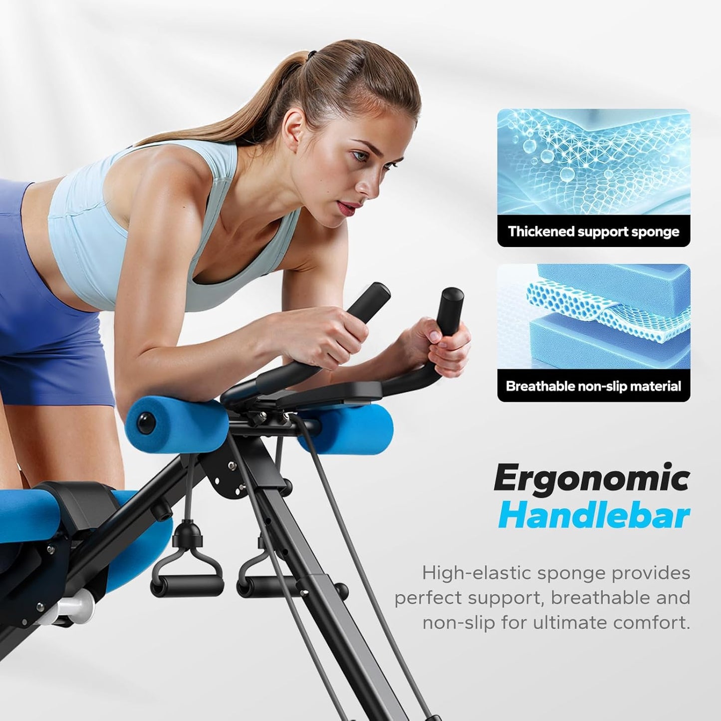 MERACH Ab Machine, Ab Workout Equipment, Adjustable Ab Trainer Machine for Abs Workout at Home Gym, Foldable, Knee Protection, Abdominal Trainer for Stomach Workout