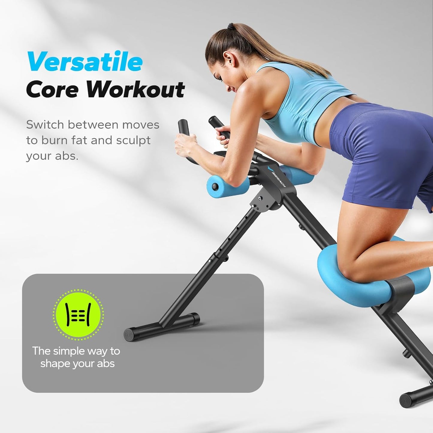 MERACH Ab Machine, Ab Workout Equipment, Adjustable Ab Trainer Machine for Abs Workout at Home Gym, Foldable, Knee Protection, Abdominal Trainer for Stomach Workout