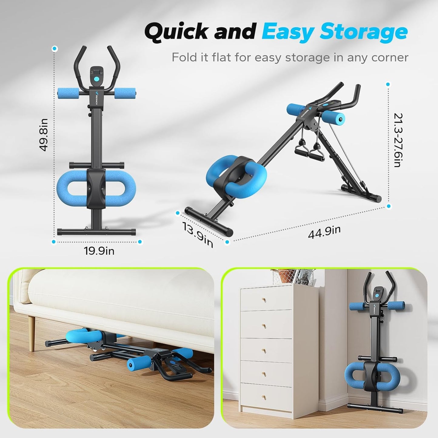 MERACH Ab Machine, Ab Workout Equipment, Adjustable Ab Trainer Machine for Abs Workout at Home Gym, Foldable, Knee Protection, Abdominal Trainer for Stomach Workout