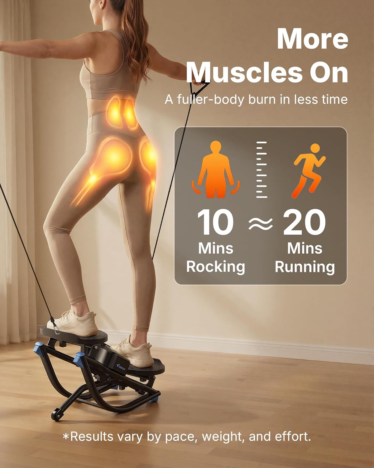 Merach Rocking Steppers for Exercise at Home, 3D Motion Stair Stepper with Resistance Bands for Full Body Workout & Low-Impact Balance Board, 330 LBS Loading Capacity Exercise Equipment