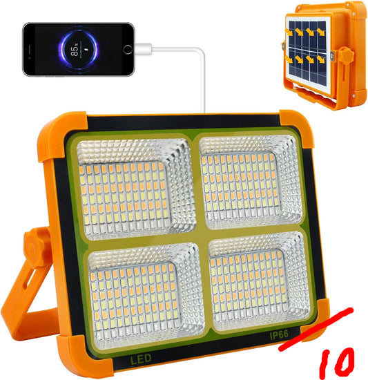 Solar Portable Camping Light with Stand, 100W 12000mAh Battery Rechargeable Light with 4 Modes, LED Cordless Flood Lights for Work, Emergency Power Failure, Car Repair