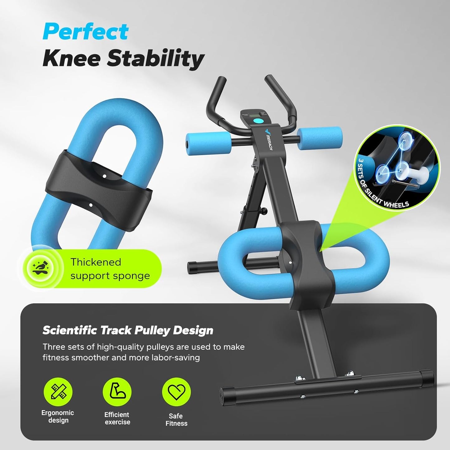 MERACH Ab Machine, Ab Workout Equipment, Adjustable Ab Trainer Machine for Abs Workout at Home Gym, Foldable, Knee Protection, Abdominal Trainer for Stomach Workout