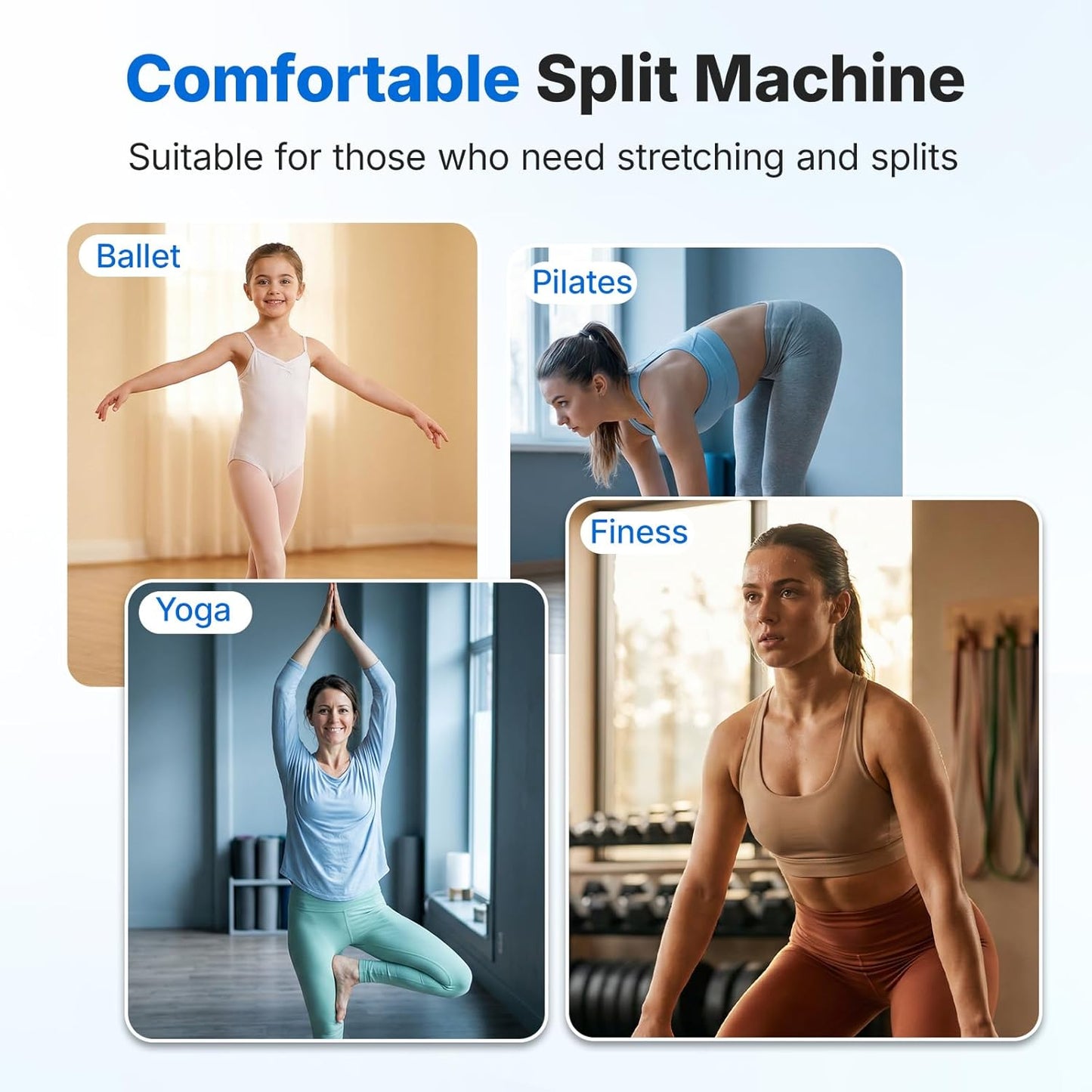 MERACH Split Machine, Leg Stretcher for Flexibility, 180° Stretching Equipment with 6-Level Length Adjustment & Comfortable Pad, Home Stretch Machine for Dance, Gymnastics, 300lbs Capacity