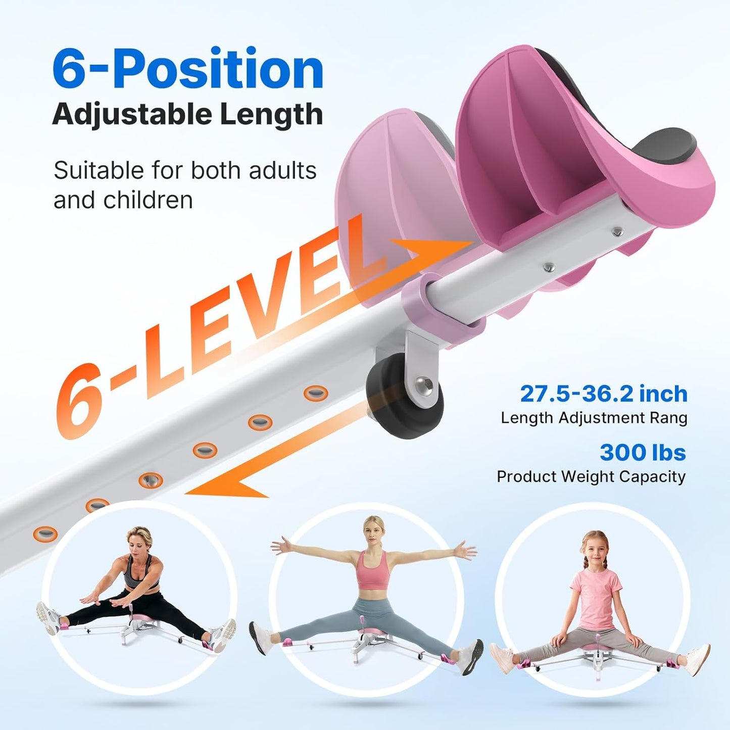 MERACH Split Machine, Leg Stretcher for Flexibility, 180° Stretching Equipment with 6-Level Length Adjustment & Comfortable Pad, Home Stretch Machine for Dance, Gymnastics, 300lbs Capacity
