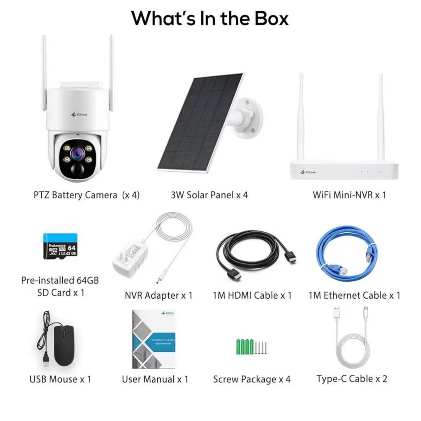 Kittyhok Solar Security Cameras Wireless Outdoor, 360° Pan & Tilt Home Security