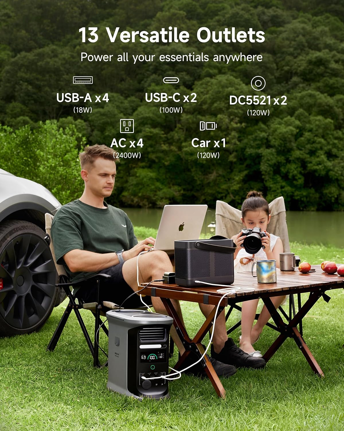 AMPACE Andes 1500 Power Station 2400W(Surge 3600W) Solar Generator, 1462Wh Solar Power Station, 1800W A-Boost Fast Charging, APP Control, Emergency Power for Home, Camping, Outdoor Battery Backup