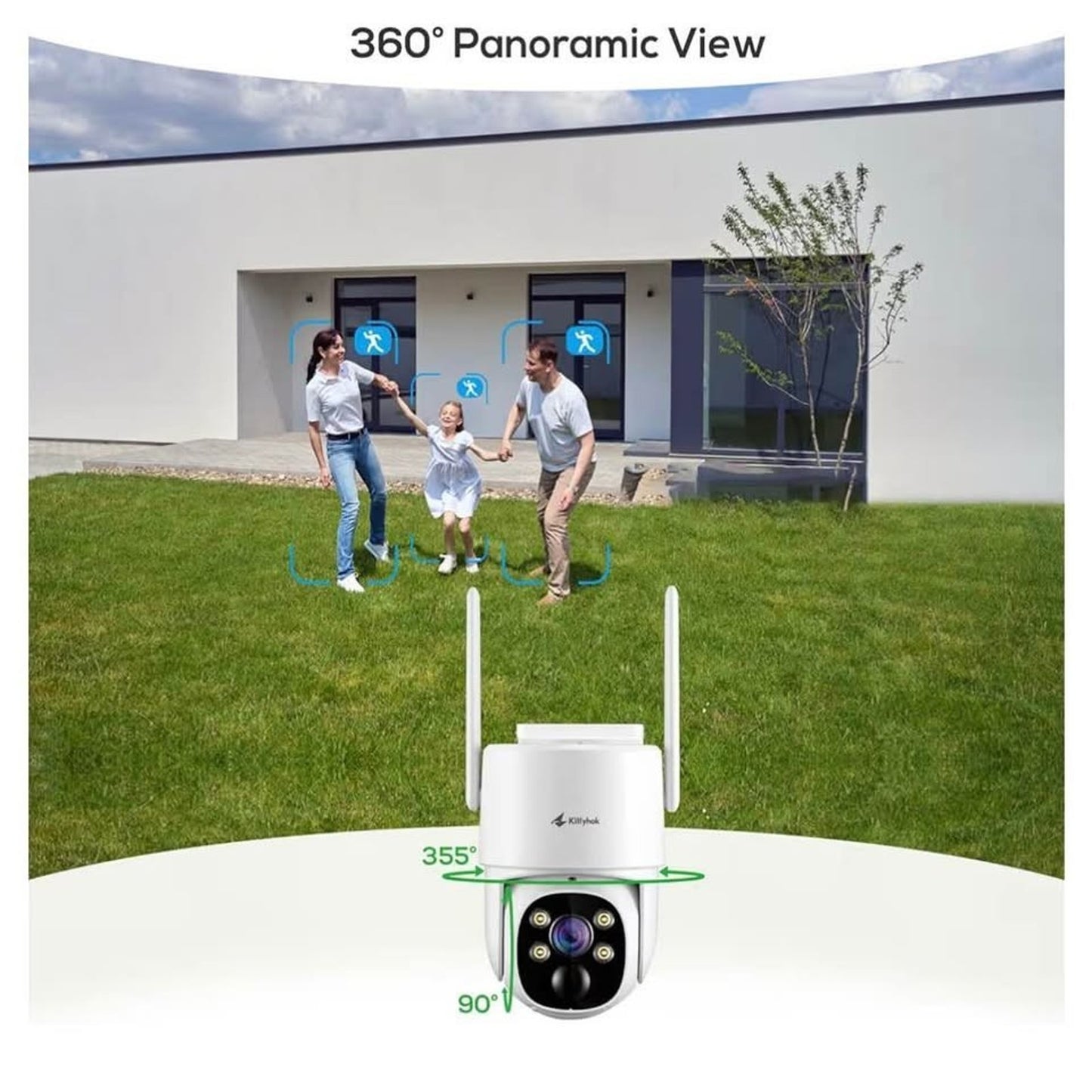 Kittyhok Solar Security Cameras Wireless Outdoor, 360° Pan & Tilt Home Security